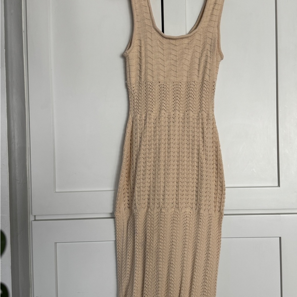 House of Harlow 1960 Beige Knit Midi Dress